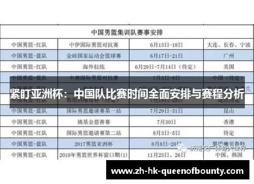 紧盯亚洲杯：中国队比赛时间全面安排与赛程分析